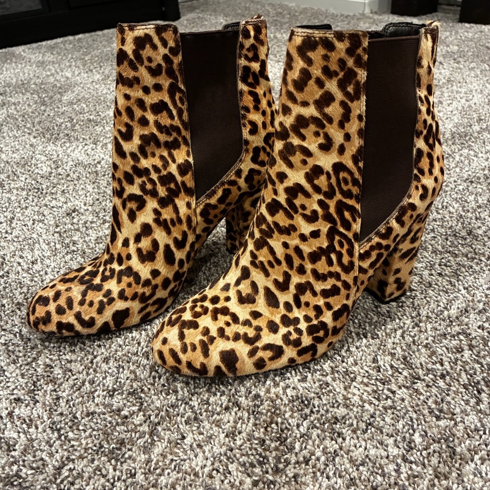 Sam Edelman Cheetah Print Ankle Boots with Chunky Heel